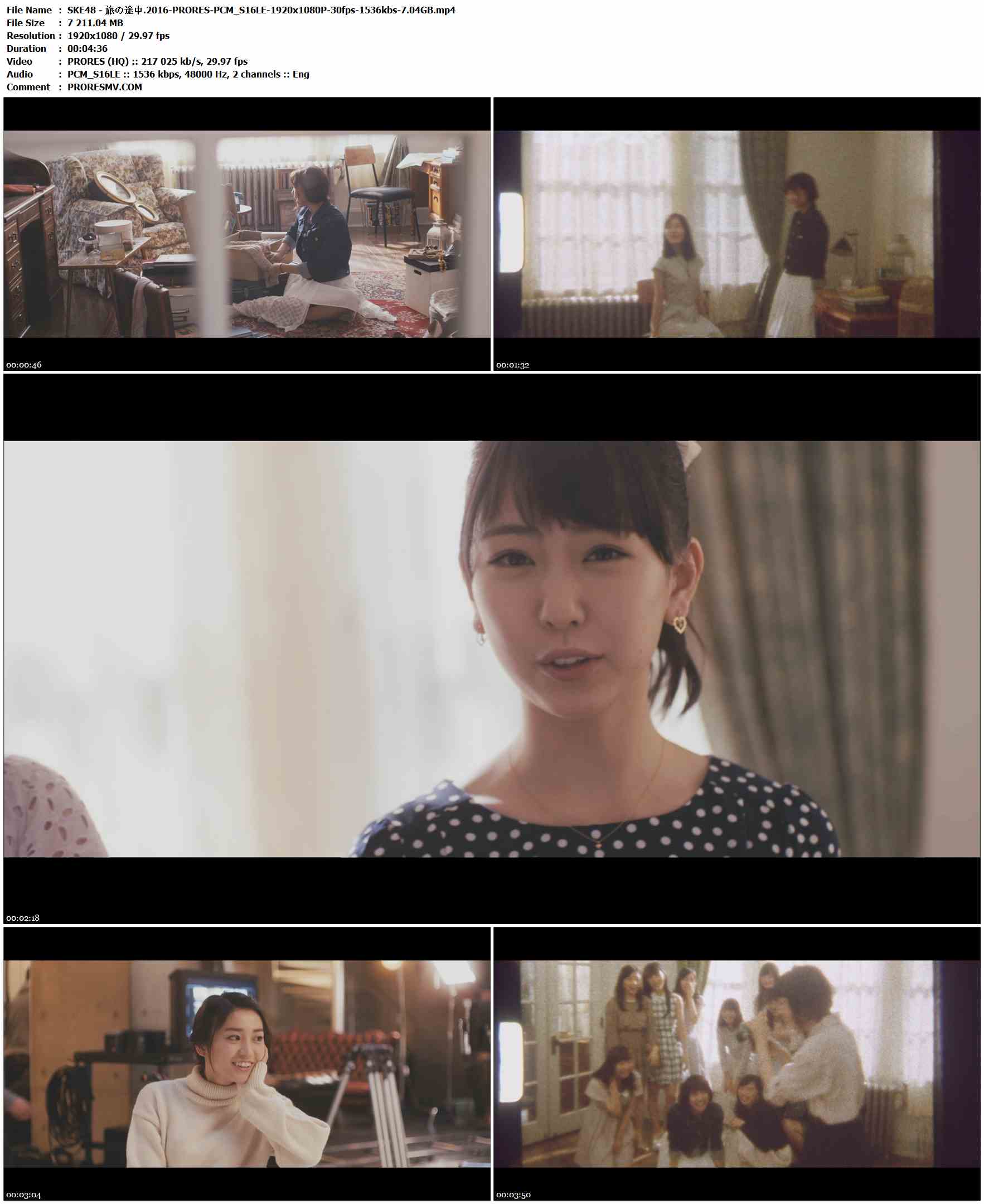SKE48 - 旅の途中.2016-PRORES-PCM_S16LE-1920x1080P-30fps-1536kbs-7.04GB官方MV_高清MV